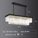 Nordic Luxury K9 Crystal Rectangle Chandelier Smoky Gray Hanging Light - Ljojo