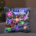 Ljojo LED Retro Santa Claus Christmas Light Decoration Throw Pillow Cover