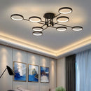 Nordic LED Chandelier Black Aluminum Ceiling Light Remote Control for Living Room Bedroom by Ljojo
