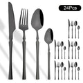 Ljojo 24Pcs Pink Gold Stainless Steel Cutlery Set - Western Flatware Tableware