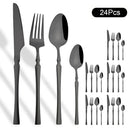 Ljojo 24Pcs Pink Gold Stainless Steel Cutlery Set - Western Flatware Tableware