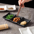 Ljojo Matte Ceramic Seasoning Dish 3 Grids Sushi Plate Molecular Cuisine Tableware