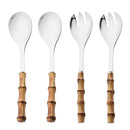 Ljojo Long Handle Serving Spork Set - Bamboo Wooden & Stainless Steel Cutlery
