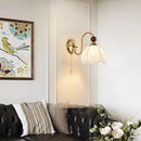 French Style Living Room Bedroom Wall Lamp Fabric Printing Lampshade Porch Lighting by Ljojo