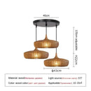 Medieval Bauhaus Birdcage LED Pendant Light Retro Log Wood Hand-Knitted Chandelier by Ljojo