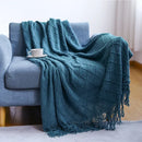 Cozy Knit Throw Blanket with Tassel, Black Lightweight Decorative Blanket for Couch and Bed by Ljojo