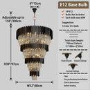 Ljojo Luxury Black Crystal Chandelier for High Ceiling Living Room Staircase Decor
