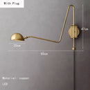 Copper Wall Light Gold Black With Plug Adapter for Foyer Bedroom Study - Ljojo