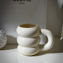 Ljojo 14oz Ceramic Coffee Mug Wavy Style Large Capacity Nordic Creative Cute Cup