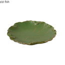 Ljojo Lotus Leaf Ceramic Dinner Plate Set - Japanese Style Tableware