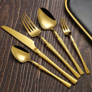 Ljojo 30-Piece Stainless Steel Tableware Set with Golden Waist Design