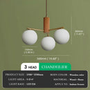 Ljojo Medieval Walnut Wood Glass Ball LED Pendant Lights Chandelier for Home Decoration