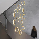 Ljojo LED Ring Pendant Chandelier | Adjustable Hanging Cables | Gold/Black | Home Dining Living Room