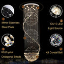 Ljojo LED Spiral Crystal Ball Chandelier for Staircase Pendant Lighting