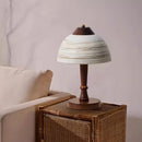 Ceramic Lampshade Desk Lamp Wood Base | Elegant Bedroom Parlor Lighting by Ljojo
