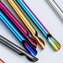 Ljojo 304 Stainless Steel Reusable 5Pcs Bubble Tea Straw Set with Brush and Spoon