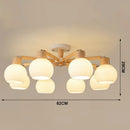 Nordic Glass LED Chandelier Modern Wooden Pendant Lamp Home Decor by Ljojo