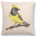 Birds Painting Cushion Cover - Ljojo Collection: Robin, Titmouse, Toucan, Sparrow, Firecrest, Cardinal, Bullfinch