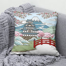 Ljojo Lucky Cat Mount Fuji Art Cushion Cover - Japanese Style Throw Pillow