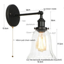 Ljojo Loft Rustic Clear Glass LED Wall Light - Industrial Style Iron Wall Lamp