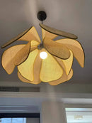 Handwoven Rattan Petal Pendant Light - Zen LED Chandelier for Boho Home Decor by Ljojo