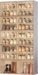 Ljojo™ Stackable Shoe Rack Organizer with Clear Magnetic Door, Large Plastic Cabinet