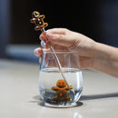 Ljojo 3D Gingerbread Man Glass Cup with Stirring Stick - Christmas Decor Home Tumbler