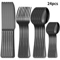 Ljojo 24-piece Stainless Steel Black Tableware Set - Knife, Fork, Spoon
