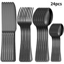 Ljojo 24-piece Stainless Steel Black Tableware Set - Knife, Fork, Spoon