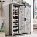 Ljojo™ Sliding Door Shoe Storage Cabinet, 7-Tier Farmhouse Organizer