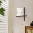 Ljojo LED Wall Lamp Chain Switch Dark Wood Clear Glass Sconce for Bedroom Aisle