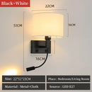 LED Wall Lamp Round Fabric Lampshade With 3W Spotlight Reading Light Sconce by Ljojo
