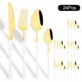 Ljojo 24Pcs Pink Gold Stainless Steel Cutlery Set - Western Flatware Tableware