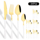 Ljojo 24Pcs Pink Gold Stainless Steel Cutlery Set - Western Flatware Tableware
