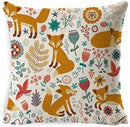 Ljojo Linen Fox Sofa Cushion Cover 50x50 Square Home Décor Pillowcase