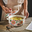 Ljojo Love Flower Binaural Bowl Soup Pot - Large Ceramic Personality Nest