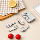 Ljojo 3Pcs Outdoor Folding Stainless Steel Cutlery Set for Camping & Picnic