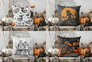 Halloween Skulls Witch Hat Patterned Pillow Cover by Ljojo for Sofa, Bedroom, Car