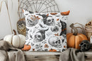 Halloween Skulls Witch Hat Patterned Pillow Cover by Ljojo for Sofa, Bedroom, Car