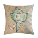 Ljojo Marine Life Linen Pillowcase: Fashion Conch Starfish Shell Sofa Decor Cover