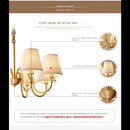 Ljojo Luxury Copper Chandelier: Elegant Ceiling Light for Living, Dining, Kitchen - Fabric Pendant Lighting