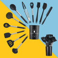Ljojo 14-Piece Stainless Steel Silicone Kitchenware Set in Storage Barrel