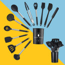 Ljojo 14-Piece Stainless Steel Silicone Kitchenware Set in Storage Barrel