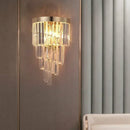 Ljojo Luxury Gold Smoky Gray Crystal Wall Sconce - Modern LED Bedside Light