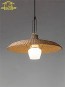 Ljojo Medieval Rattan Weaving Straw Hat Pendant Light LED E27 Retro Designer Art Decorative Hanging Lamp