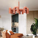 Art Deco Chandelier Black Orange Gray Metal Hanging Lamp by Ljojo - Adjustable Dining Room Lighting
