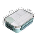 Ljojo 3-Compartment Bento Lunch Box with Fork and Spoon