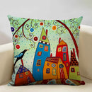 Hand-Painted Retro Country Linen Cushion Cover by Ljojo