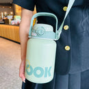 Ljojo 1100ML Kids Straw Thermos Bottle Stainless Steel Travel Insulation Cup
