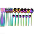 Ljojo 24-Piece Stainless Steel Champagne Gold Cutlery Set